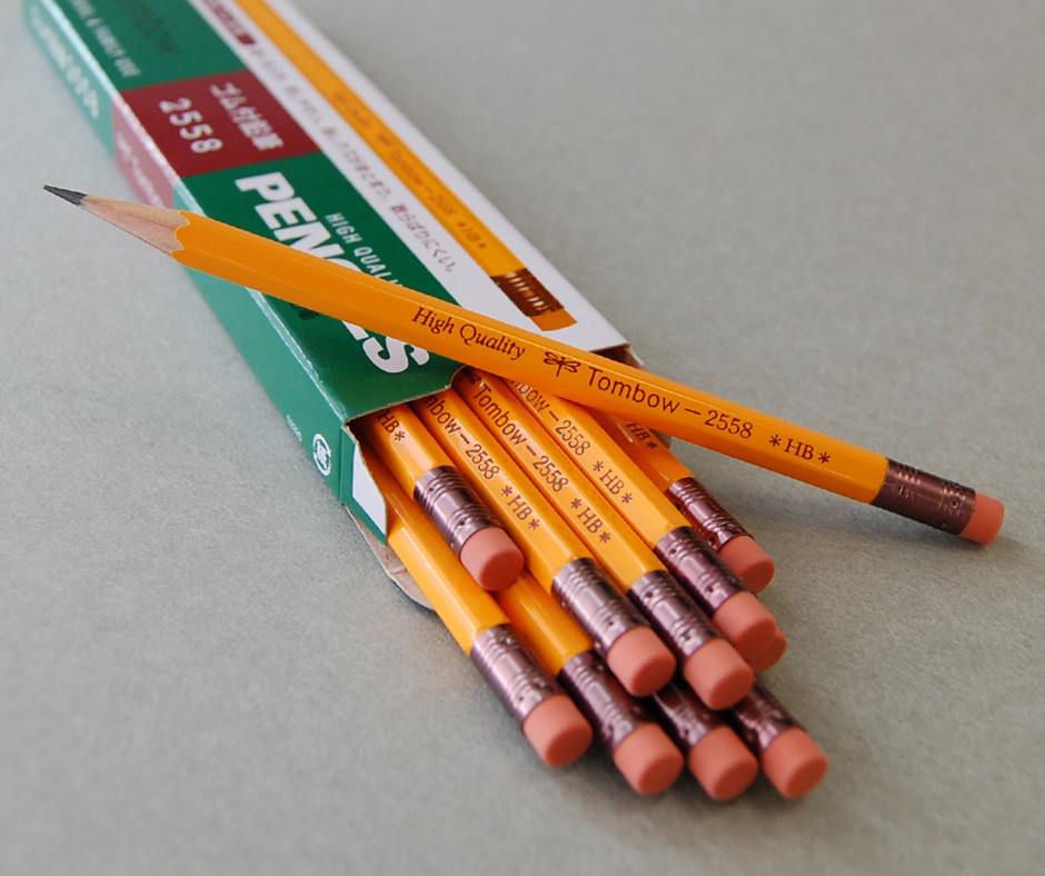 Set of 12 Tombow Rubber-Tipped Wooden HB Pencils by JapanoMono, featuring high-quality craftsmanship and natural wood finish.