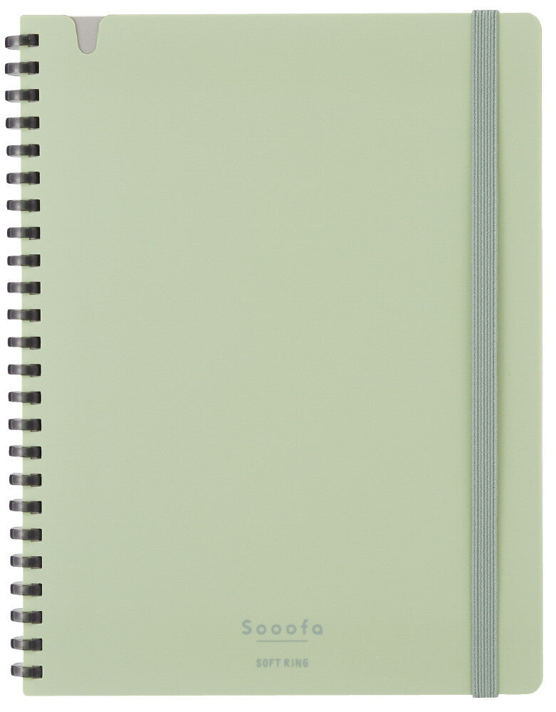 Zoomy BUNGU KOKUYO Sooofa soft ring grid notebook with pastel muted tones, 4mm square ruled pages, stationery journal.