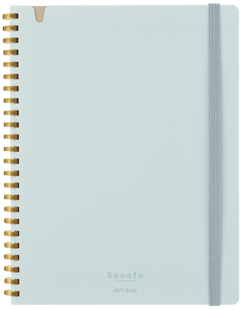 Zoomy BUNGU KOKUYO Sooofa soft ring grid notebook with pastel muted tones, 4mm square ruled pages, ideal stationery for journaling.