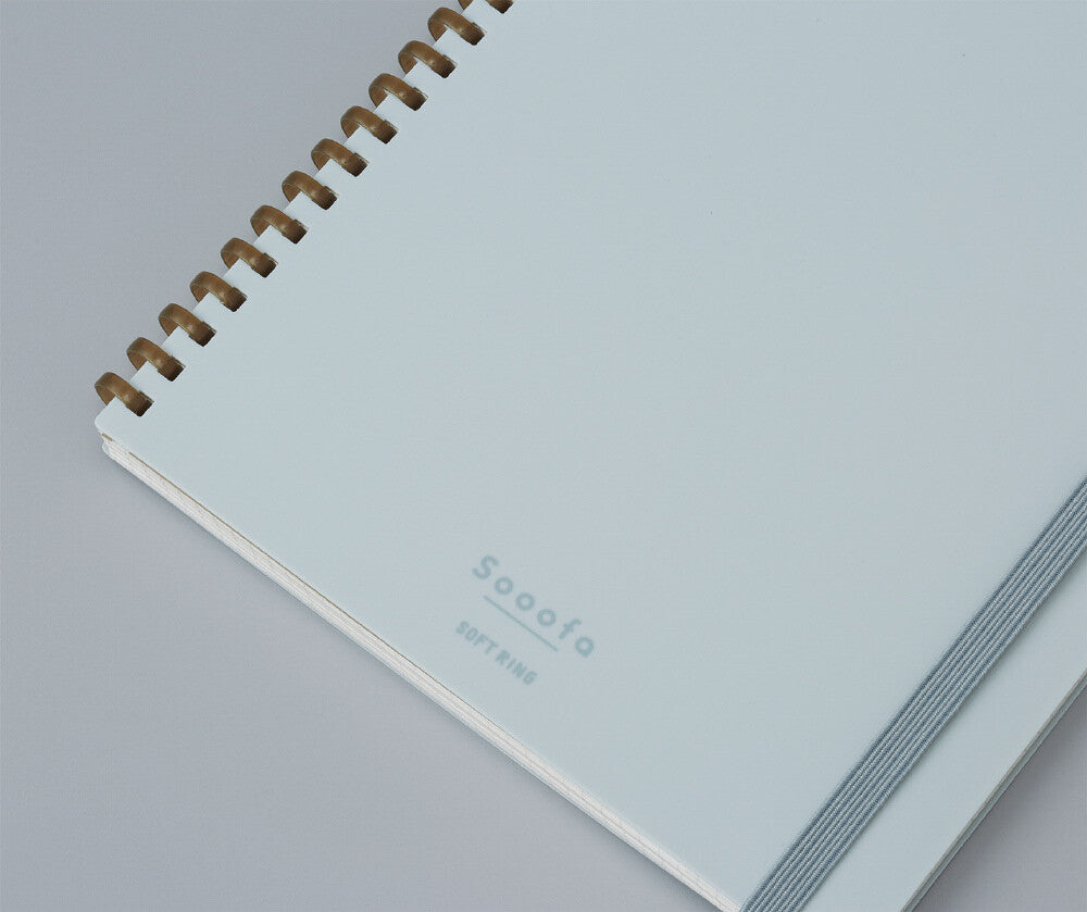 Zoomy BUNGU KOKUYO Sooofa soft ring grid notebook with pastel muted tones and 4mm square ruled pages for stationery.