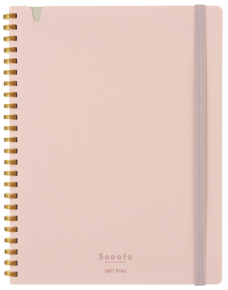 Zoomy BUNGU KOKUYO Sooofa soft ring grid notebook with pastel muted tones and 4mm square ruling for stationery use.