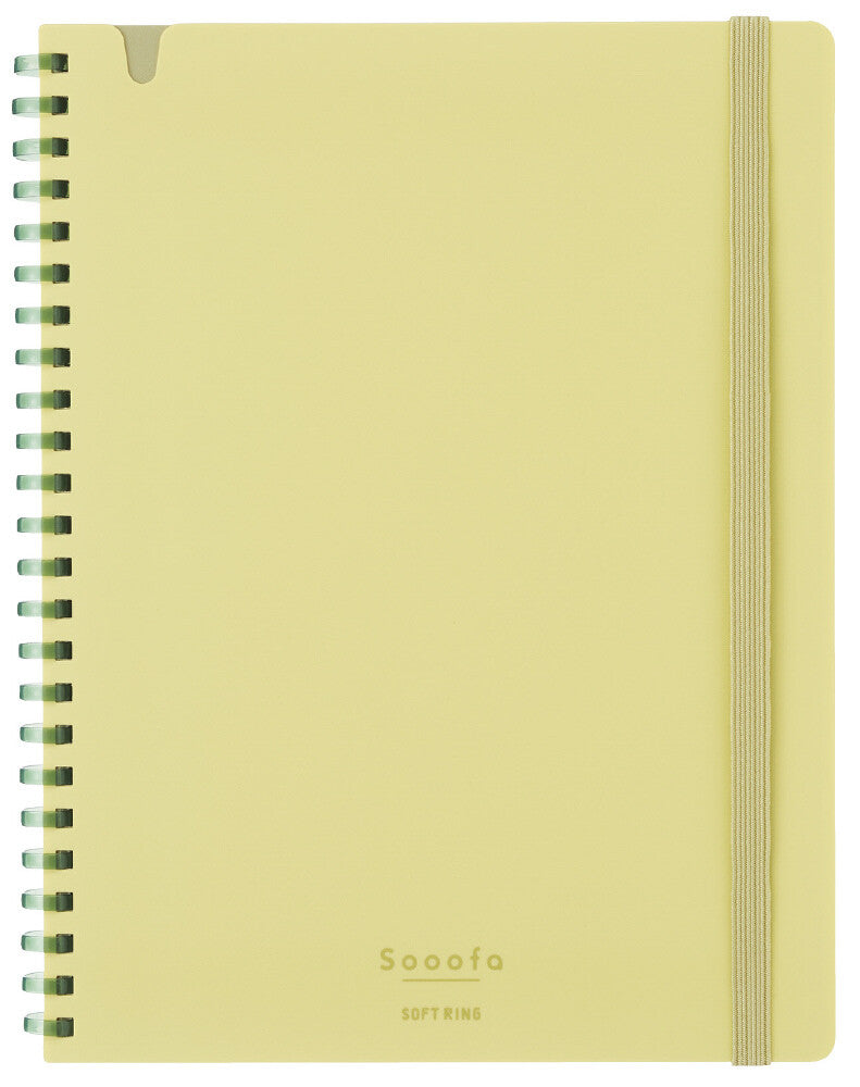 Zoomy BUNGU KOKUYO Sooofa Soft Ring Grid Notebook with pastel muted tones, 4mm square ruled pages, stationery journal.