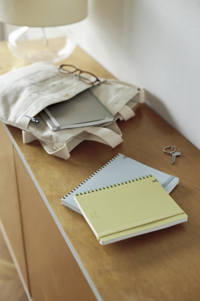Zoomy BUNGU KOKUYO Sooofa soft ring grid notebook with pastel muted tones, 4mm square ruled stationery journal for writing and sketching.