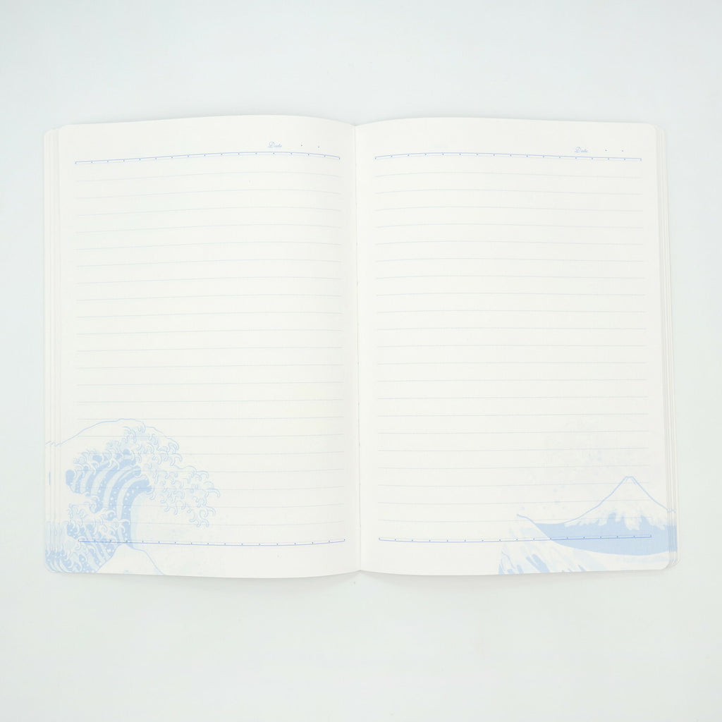 Frontia A5 notebook with a Fuji and Wave cover design, featuring lined pages for writing and note-taking.