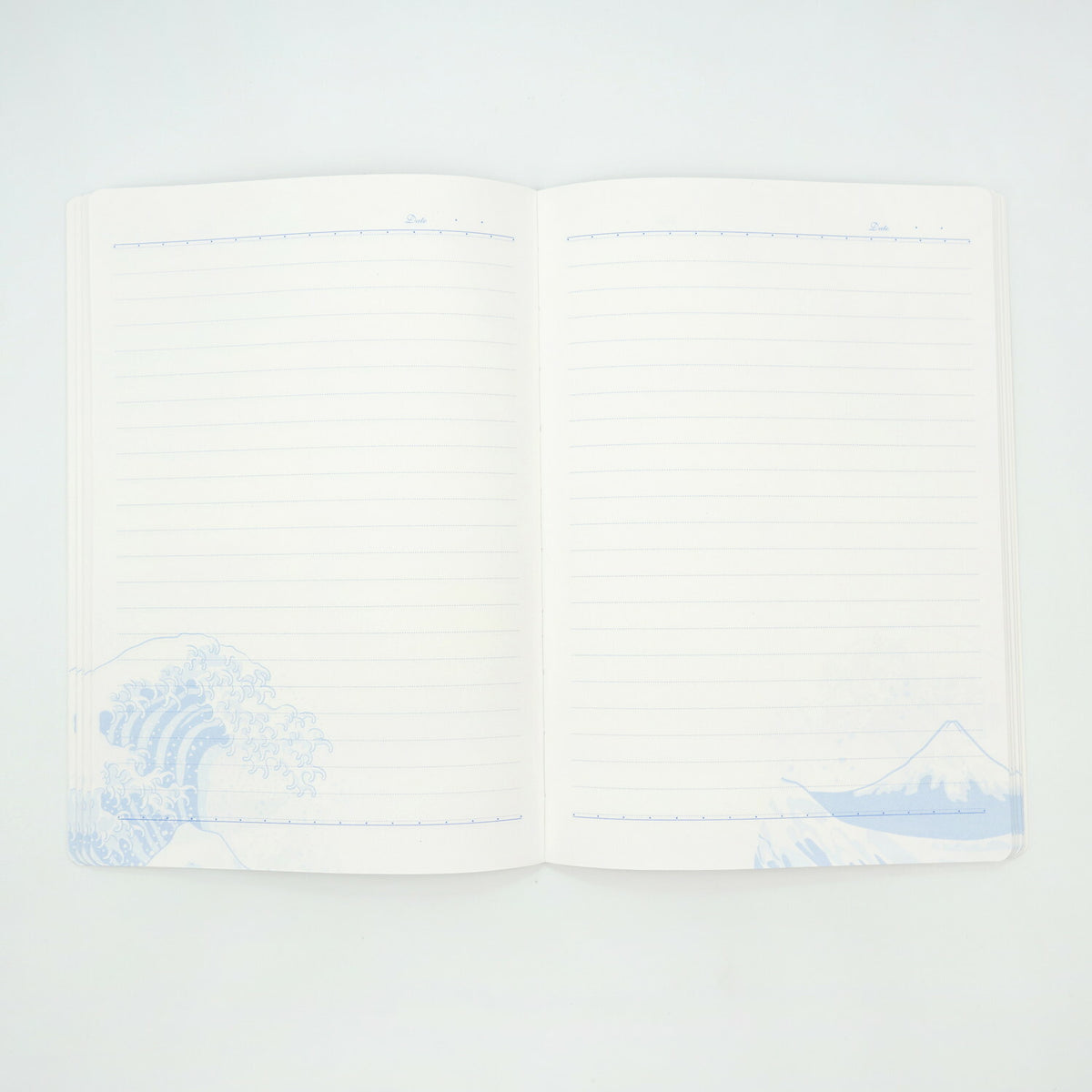 Frontia A5 notebook with a Fuji and Wave cover design, featuring lined pages for writing and note-taking.