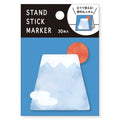MIND WAVE Sticky Notes Stand Stick Marker featuring a Mt. Fuji design, ideal for note-taking and highlighting on desks or notebooks.