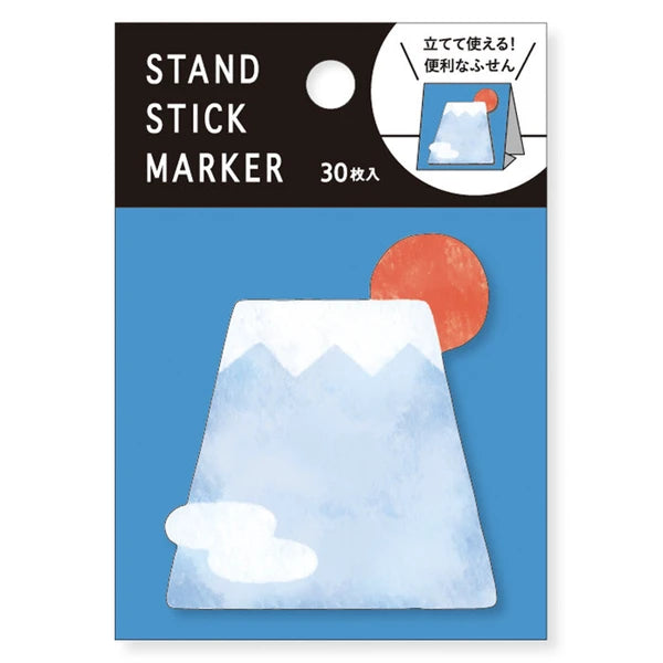 MIND WAVE Sticky Notes Stand Stick Marker featuring a Mt. Fuji design, ideal for note-taking and highlighting on desks or notebooks.