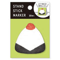 MIND WAVE sticky notes stand with onigiri-shaped stick markers, featuring white and pastel pink notes for organizing and bookmarking.