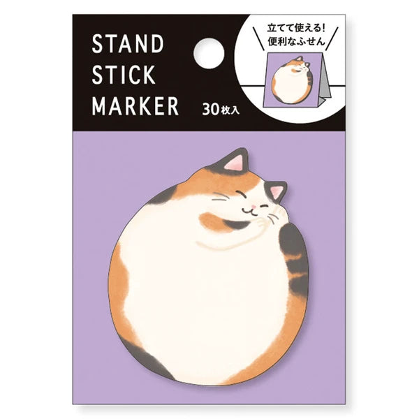 MIND WAVE Japanese Cat Sticky Notes stand with sticky note markers featuring cute cat designs, ideal for organization and note-taking.