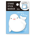 MIND WAVE Sticky Notes Stand Stick Marker Beluga in white and blue with multiple sticky note pads and a stand for organization.