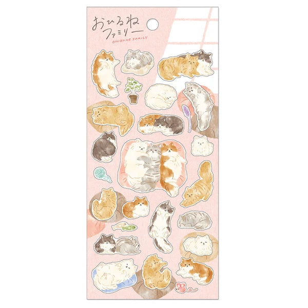 Set of Ohirune Family Sticker featuring Nekozaki-san and family members from MIND WAVE on a white background