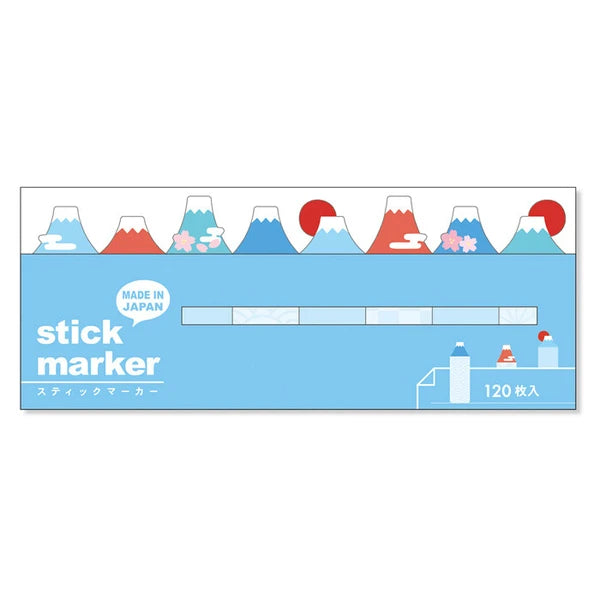 MIND WAVE Sticky Notes Stick Marker featuring Mount Fuji design, ideal for note-taking and marking pages with scenic mountain imagery.