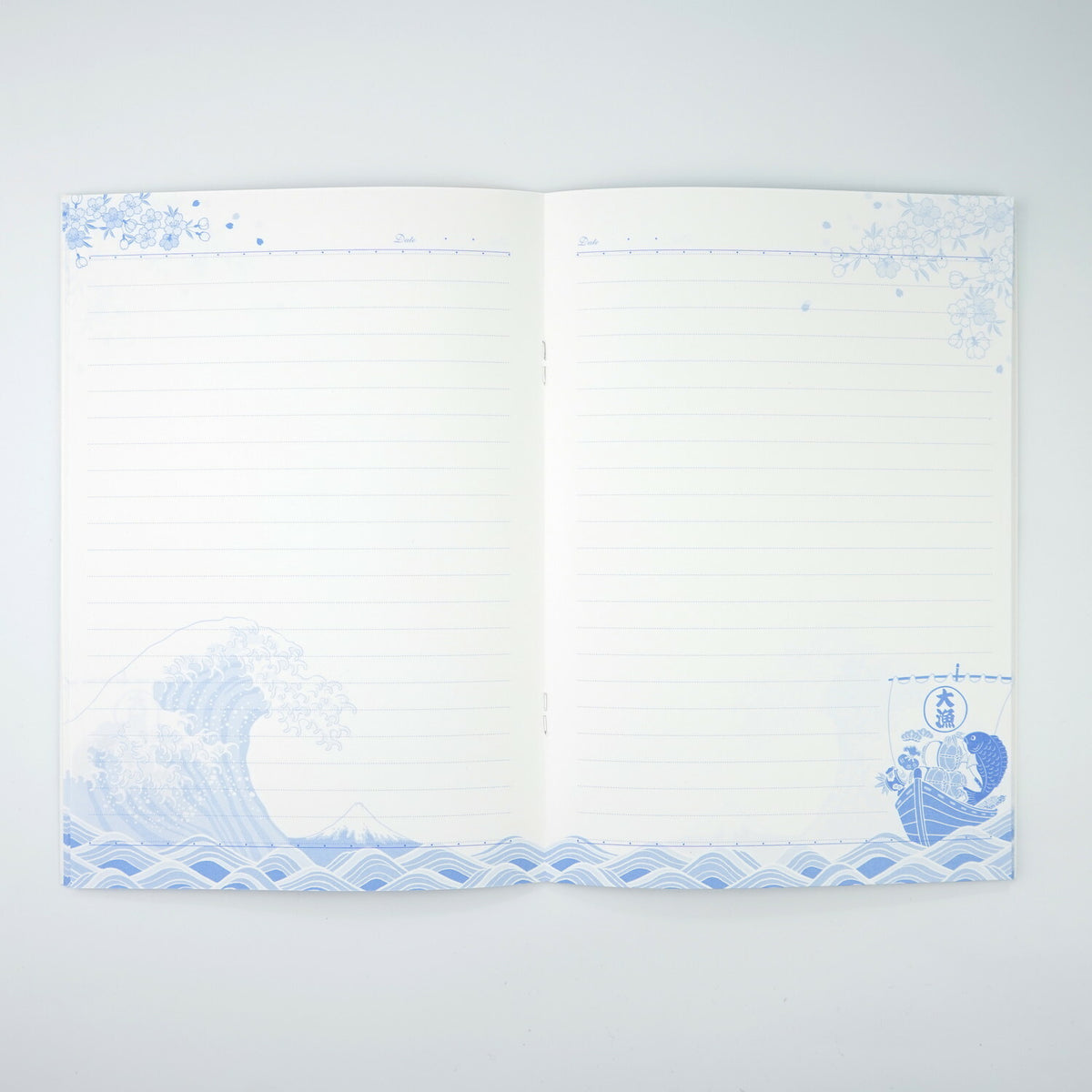 Frontia A5 notebook featuring a Tairyo ship and sea bream illustration on the cover, perfect for note-taking and journaling.