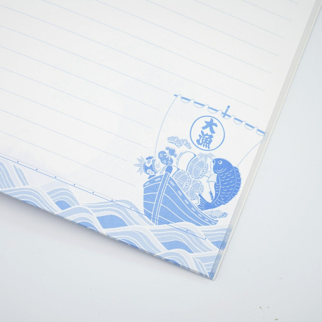 Frontia A5 notebook featuring Tairyo Ship and Sea Bream artwork on the cover with lined pages inside.