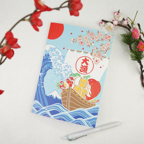 Frontia A5 notebook featuring a Tairyo ship and sea bream design on the cover, compact and perfect for note-taking.