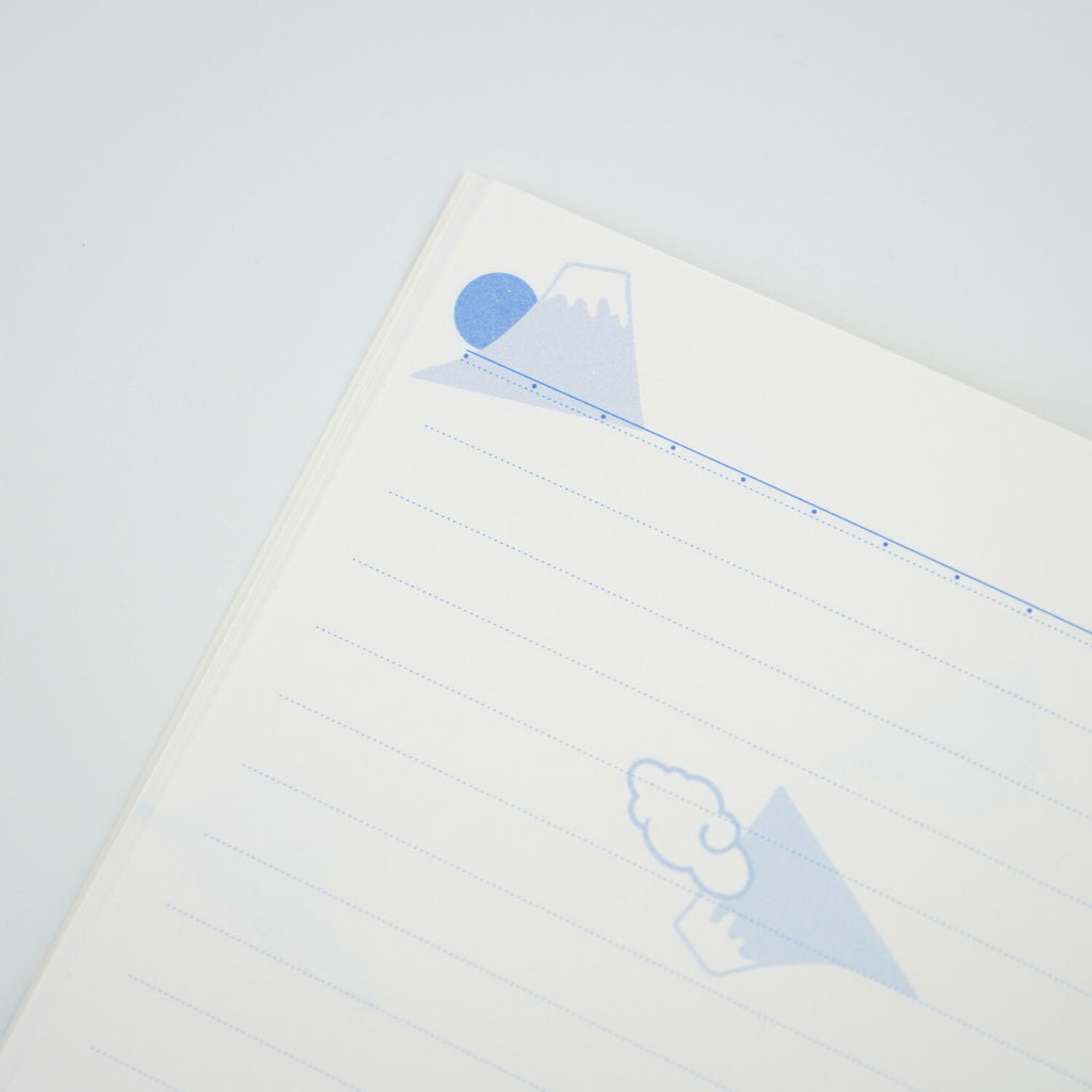 Frontia A5 notebook featuring a Mount Fuji cover design with scenic mountain imagery and lined pages for writing.