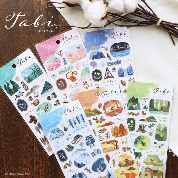 Colorful Twilight Land stickers by MIND WAVE featuring whimsical designs and vibrant illustrations on a sheet.
