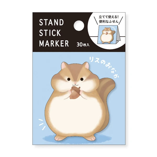 MIND WAVE sticky notes stand with squirrel-shaped stick marker, featuring colorful notes for organizing and marking pages.