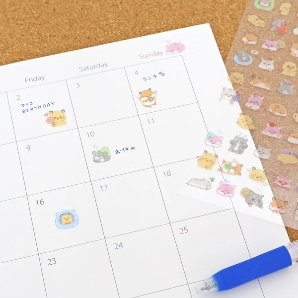 Colorful MIND WAVE Stickers Hamusutaa set featuring playful character designs on a white background.