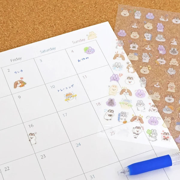Colorful rabbit stickers by MIND WAVE featuring cute bunny designs on a white background.