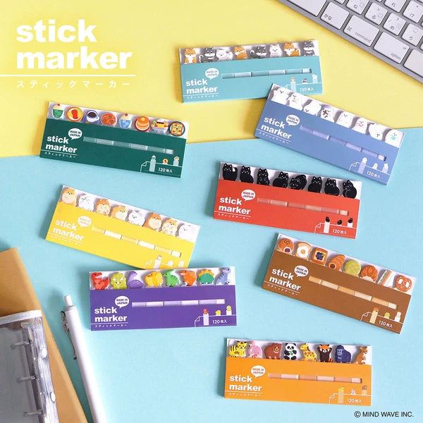 Shiba Inu dog-shaped sticky notes stick marker from MIND WAVE with colorful paper notes for marking pages or notes.