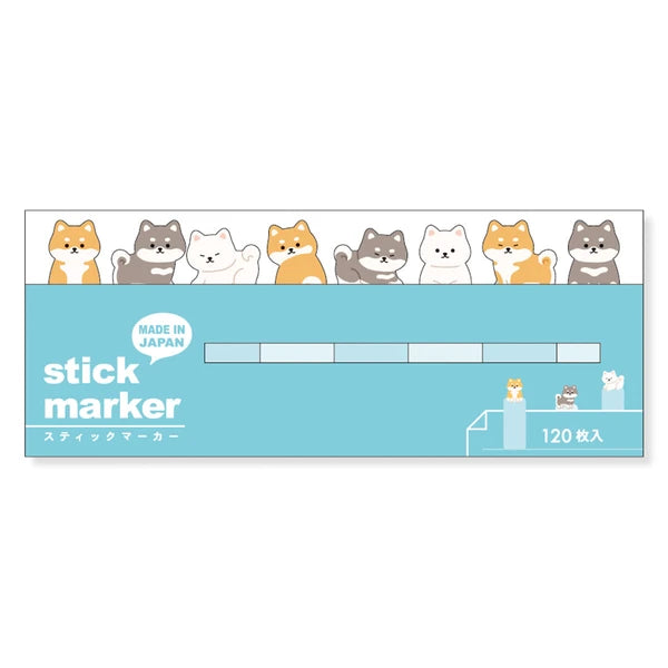 MIND WAVE Shiba Inu dog sticky notes stick marker with dog illustration on white background, ideal for marking pages.