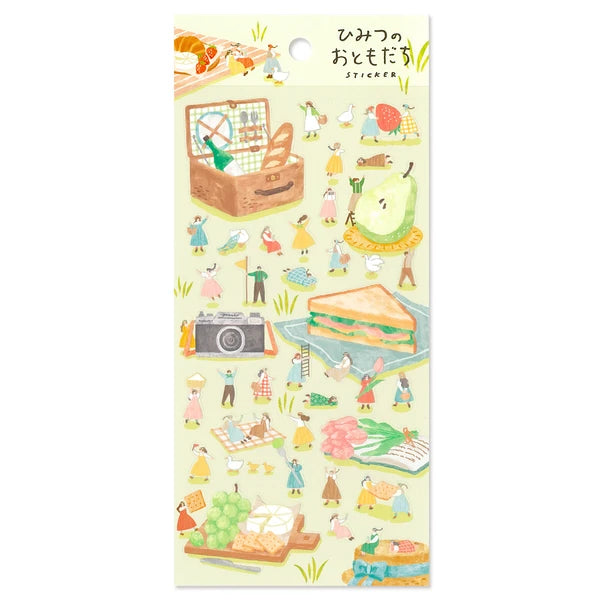 Assorted Secret Picnic stickers by MIND WAVE featuring colorful picnic-themed designs on a white background.