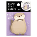 MIND WAVE sticky notes stand with otter design, featuring colorful stick markers for organizing and highlighting notes.