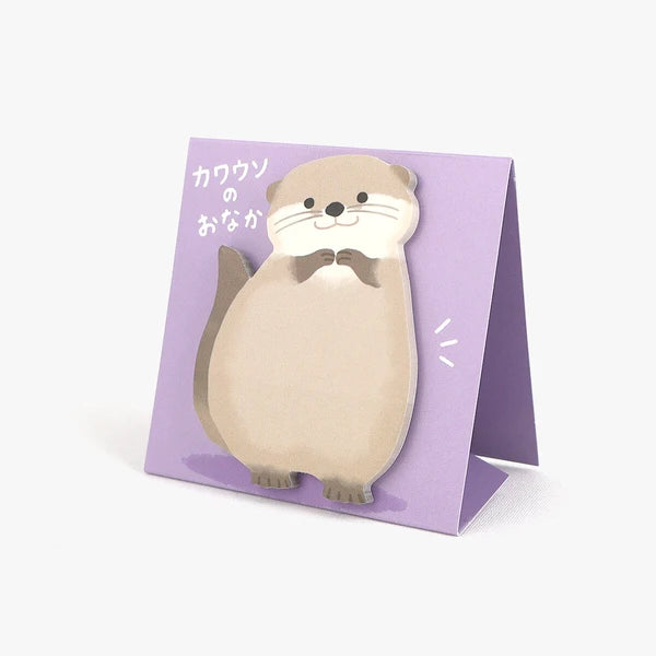 MIND WAVE Sticky Notes Stand Stick Marker Otter with colorful sticky notes and a cute otter design for organizing and decorating.