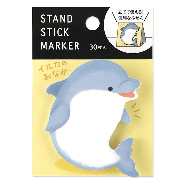 MIND WAVE sticky notes stand with dolphin-shaped stick markers for organizing and highlighting notes on papers or notebooks.