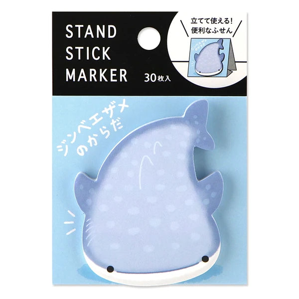 MIND WAVE whale shark sticky notes stand with colorful stick markers, featuring a whale shark design and multiple sticky notes.