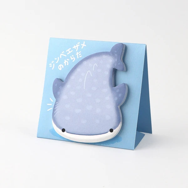 MIND WAVE whale shark sticky notes stand with colorful sticky note markers for organization and note-taking.
