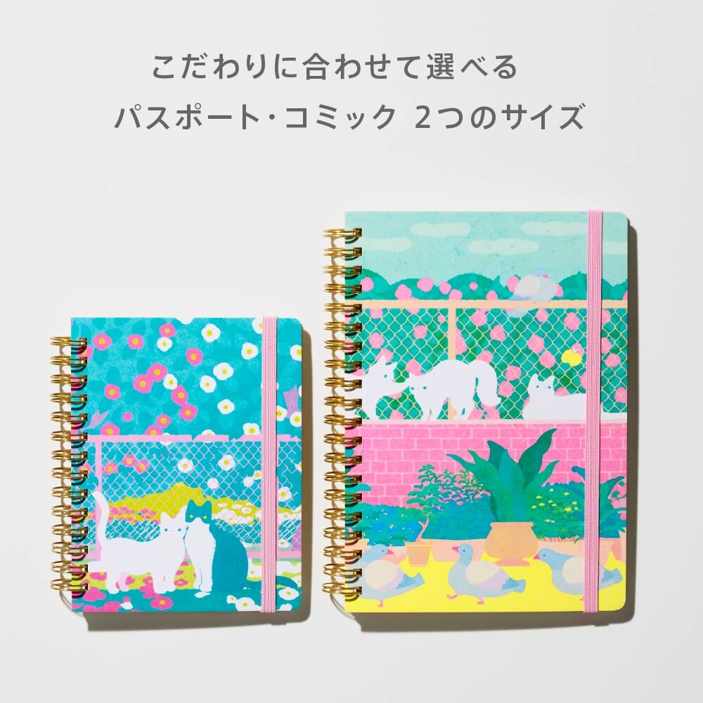 Cute cat and floral comic-style notebook with ring binding, perfect for journaling and stationery enthusiasts by Zoomy BUNGU.