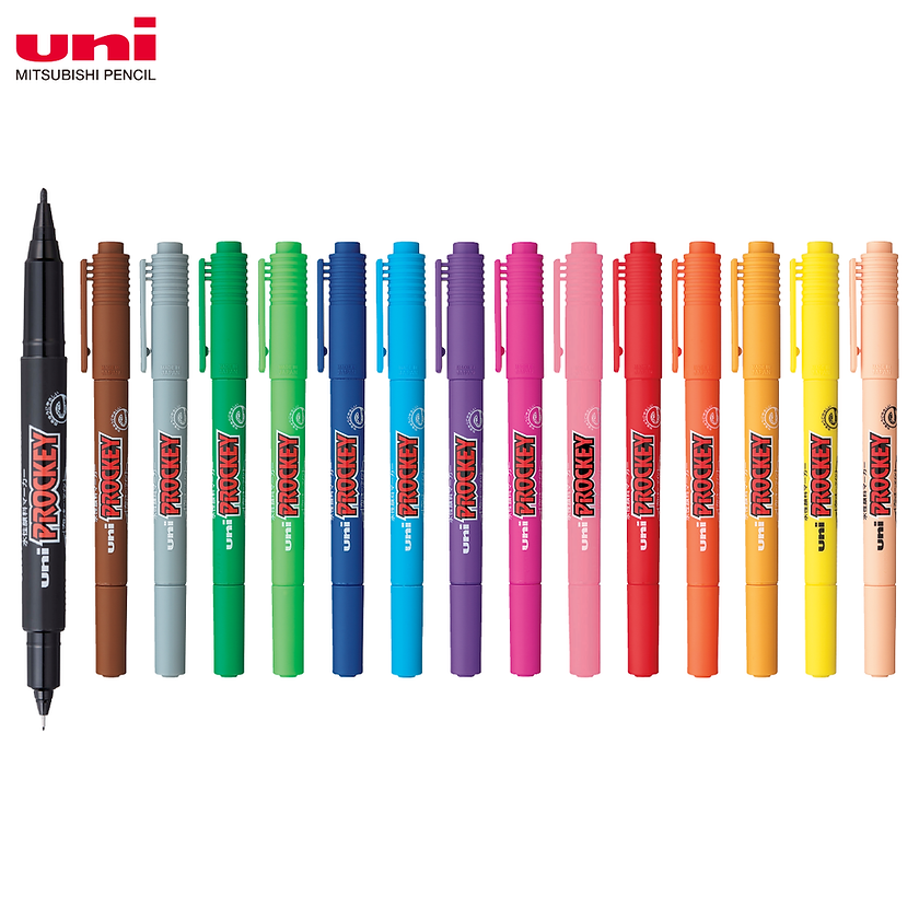 UNI Prockey Waterproof Twin Head Art Fine Permanent Marker PM-120T, stationery with dual tips for detailed artwork and writing.