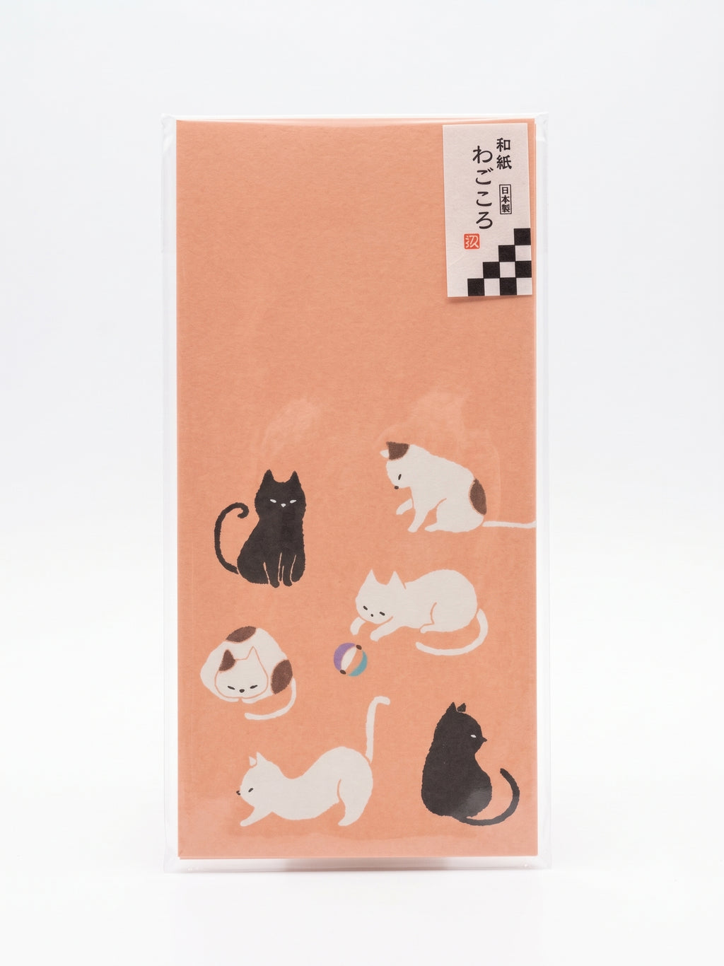 和紙ポチ袋 和ごころ 遊び猫（6枚入り・封シール付き）