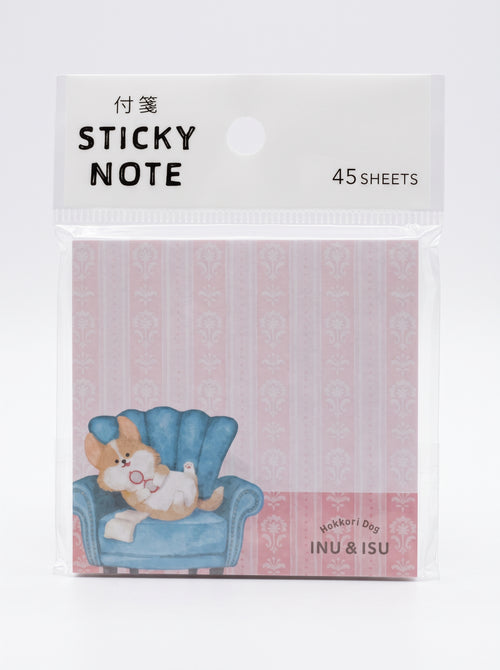 Cute Hokkori Dog Inu & Isu sticky notes from JapanoMono, featuring adorable Japanese-inspired stationery design.