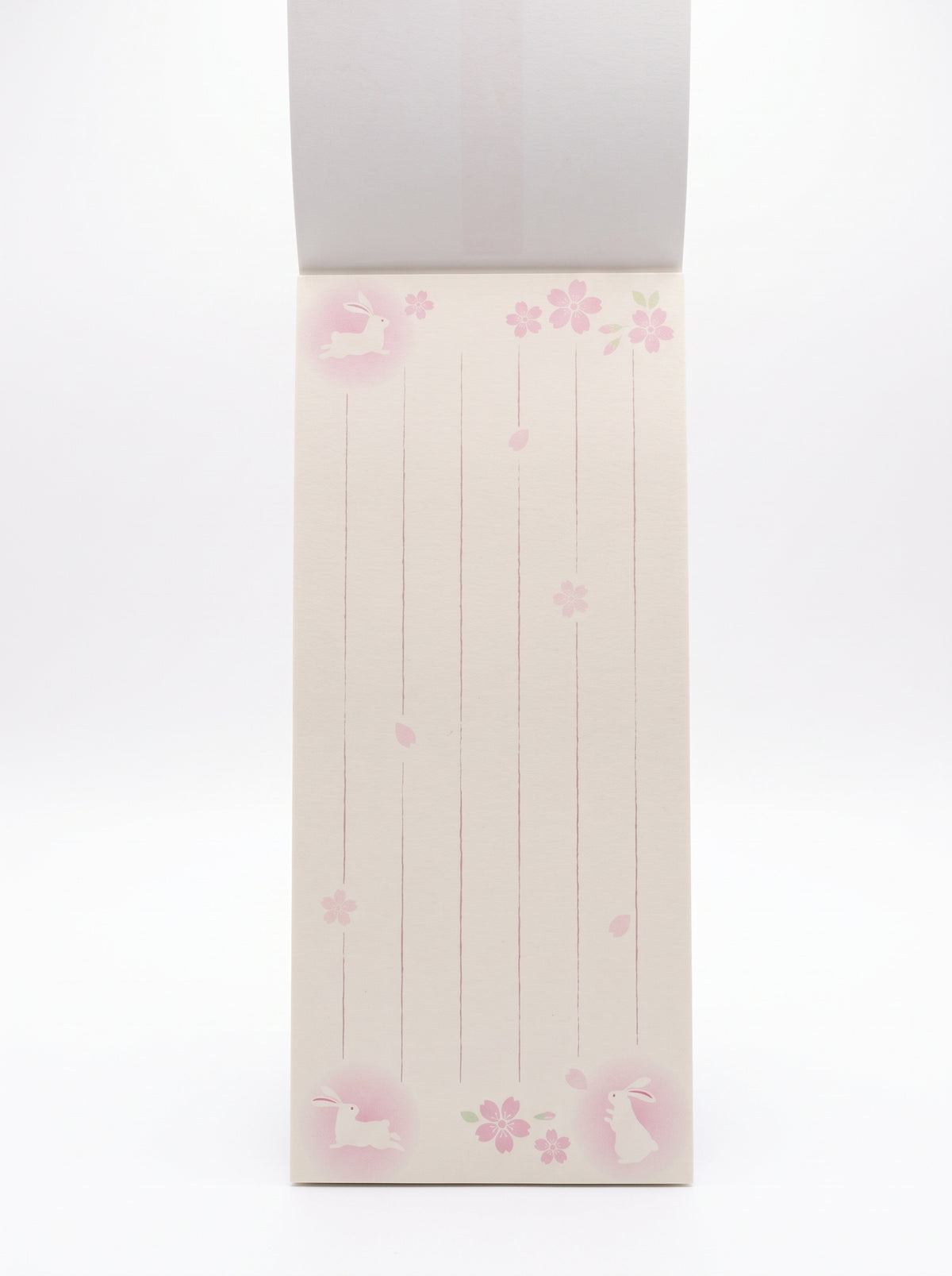 Kyowa One-Stroke Letter Pad with cherry blossoms and rabbits, JapanoMono stationery featuring colorful floral and animal illustrations.
