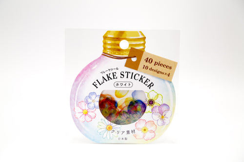 Japanese White Botanical Perfume Bottle Flake Stickers – Floral Clear Decals (40 Pieces)