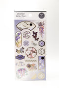 Japanese traditional Wisteria, Mount Fuji, and gold foil botanical stickers by JapanoMono, featuring detailed floral and mountain designs.