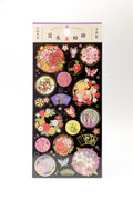 Japanese floral and botanical gold foil stickers by JapanoMono, featuring traditional Japanese emblems and intricate floral designs.