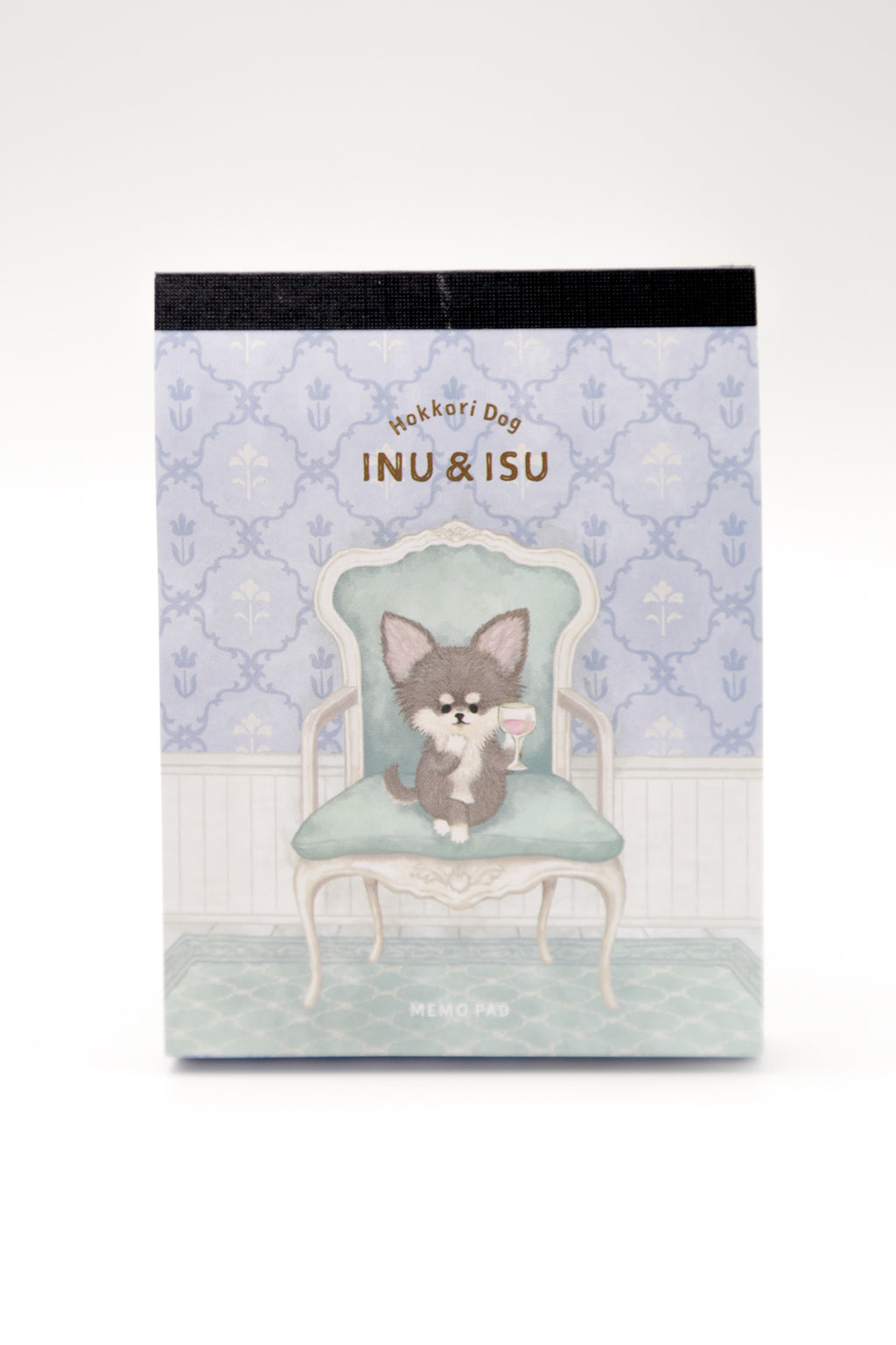 Hokkori Dog Inu & Isu mini memo pad by JapanoMono, featuring cute dog illustrations on stationery pages.