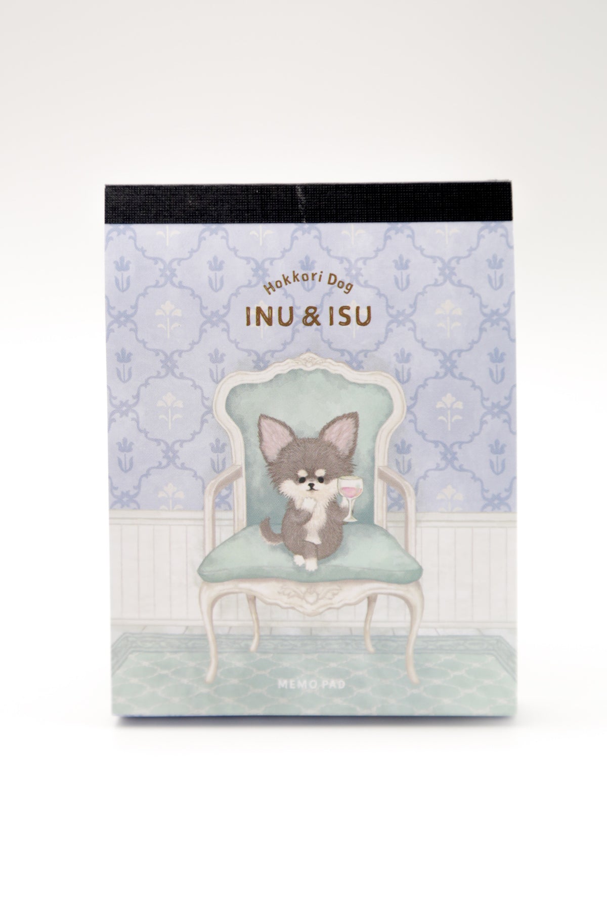 Hokkori Dog Inu & Isu mini memo pad by JapanoMono, featuring cute dog illustrations on stationery pages.