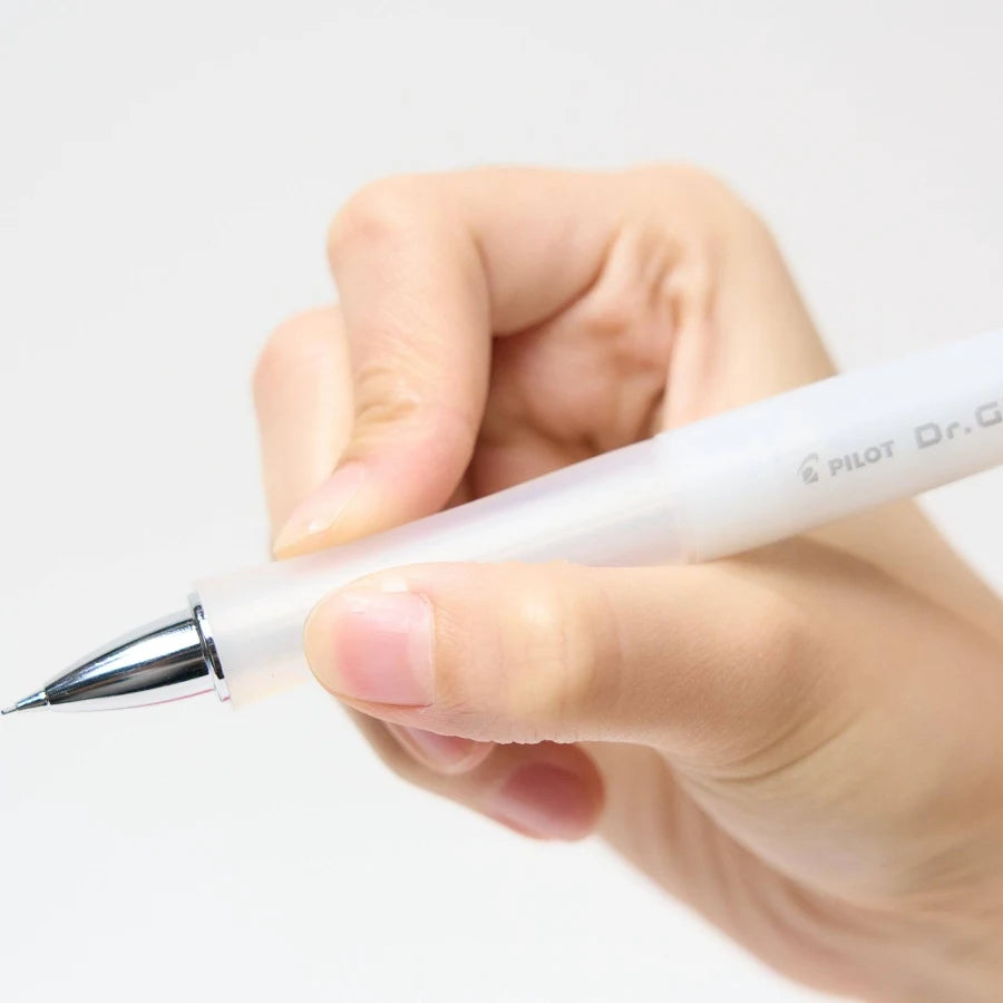 JapanoMono Pilot Doctor Grip Classic 0.5mm mechanical pencil in ice white with ergonomic grip and sleek design, perfect for precise writing.