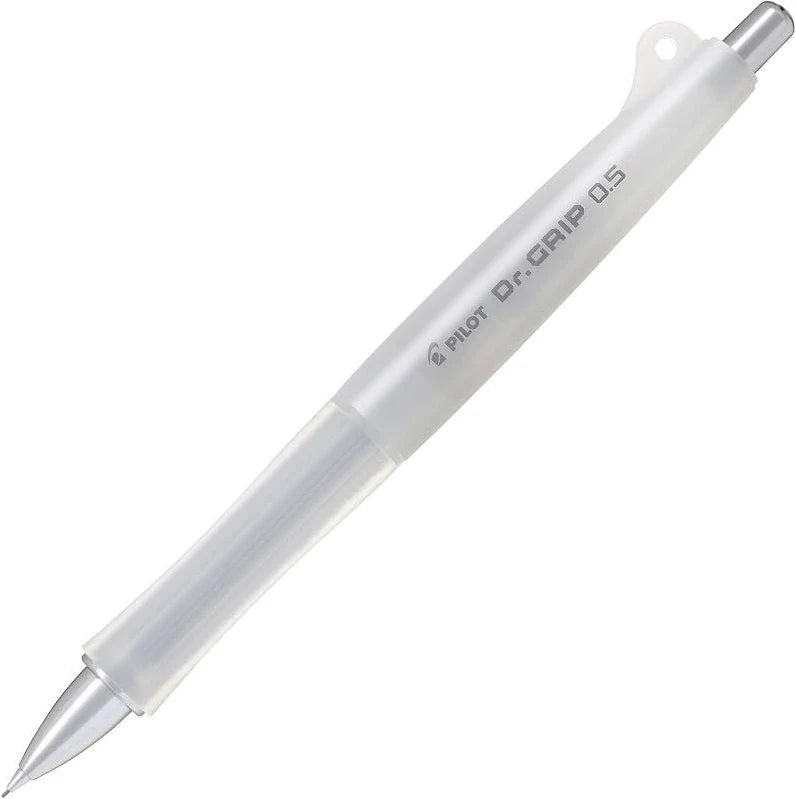 JapanoMono Pilot Doctor Grip Classic 0.5mm Mechanical Pencil in Ice White, featuring ergonomic grip and sleek design.