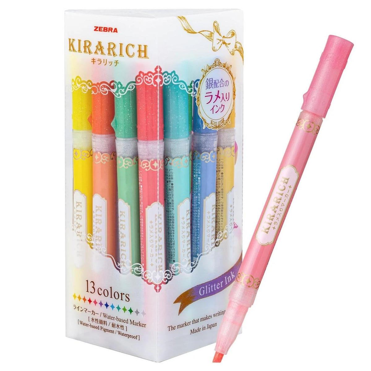 Zebra Kirarich Glitter Highlighter - 13 Color Set (Limited Edition)