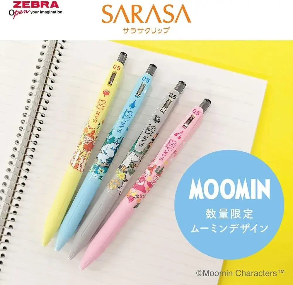 Moomin Valley x ZEBRA Sarasa Clip Gel Pens - 0.5mm Black Ink (Set of 4)